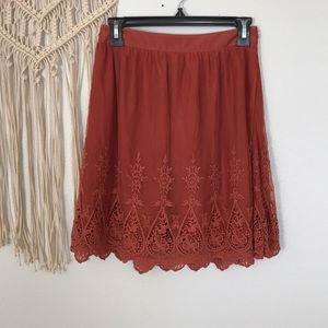 Forever 21 Rust colored mesh lace skirt